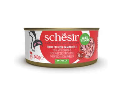Schesir Tonnetto con Gamberetti in Gelatina 140g - Gatto Schesir Tonnetto con Gamberetti in Gelatina 140g - Gatto